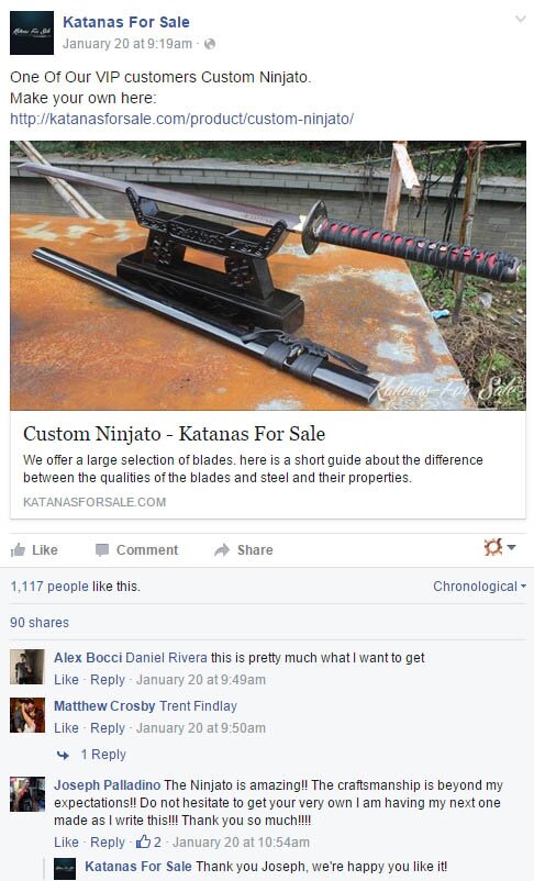 Katanas for sale testimonials